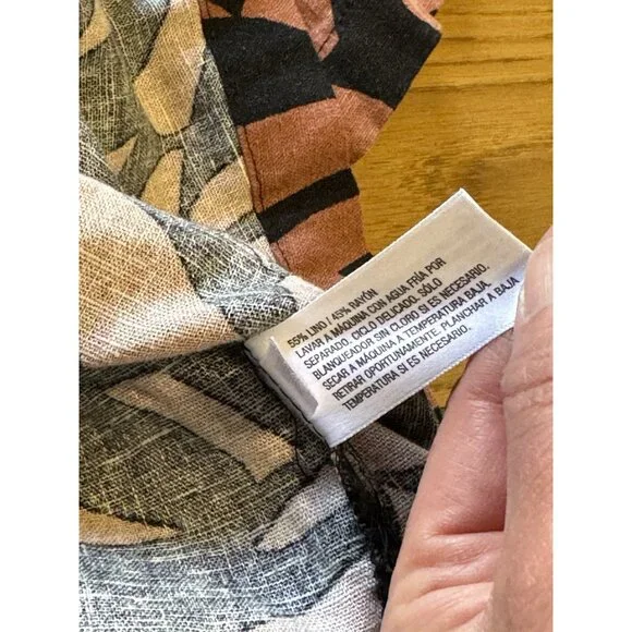 A New Day Linen Blend‎ Blouse Top Size XL Floral Short Sleeve Button *Like New* - Picture 9 of 9